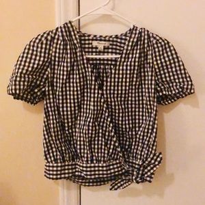 Gingham Cross Tie Top